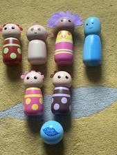 RARE In The Night Garden Wooden Bowling Skittles
