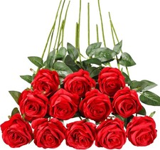 12x Artificial Silk Roses Fake