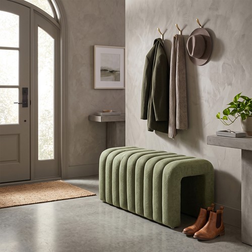 Shaped footstool entryway - shaped,