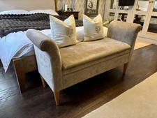 END OF BED TAUPE VELVET STORAGE STOOL