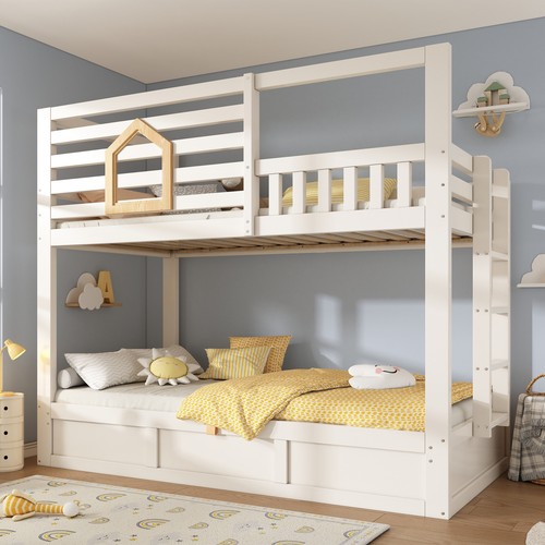 White wooden bunk - wooden,