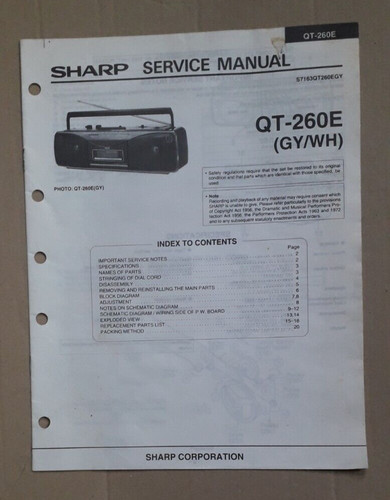 Sharp 260e radio cassette - sharp,