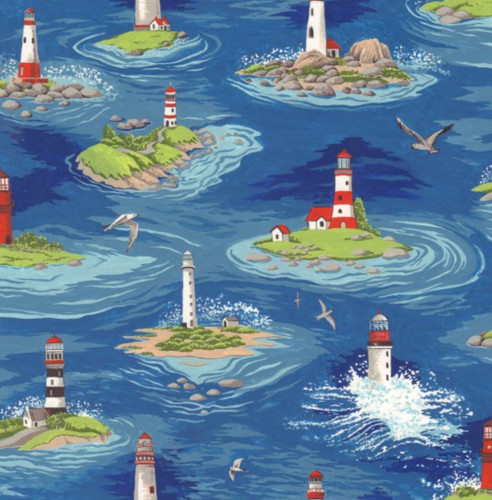 Lighthouse cotton fabric - lighthouse,