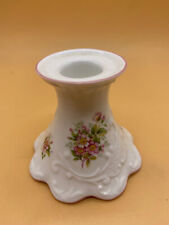 Vintage Queens Fine Bone China Small White Floral Detail China Candlestick