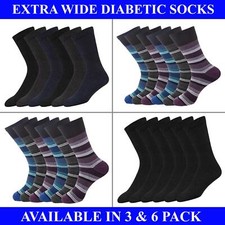 Mens Extra Wide Socks Diabetic Loose Top Big Foot Cotton Rich Sock 3 6 Pairs UK