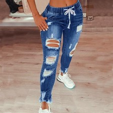 Women Denim Pants Ripped Jeans