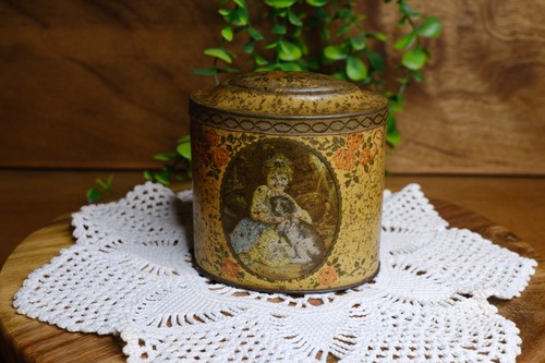 Vintage round biscuit tin - biscuit, |