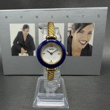 Alfex Interchange Bezel Watch Women 24mm White Dial Gold Tone Bangle New Batt