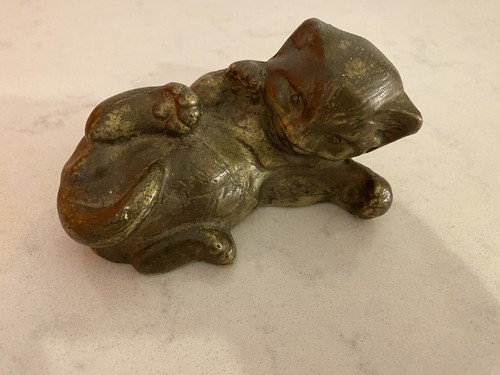 Antique cat cold cast - cat, bronze
