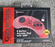 Limited Run Special Edition 8 Button Genesis/Mega Drive Pad, USB, Clear Pink