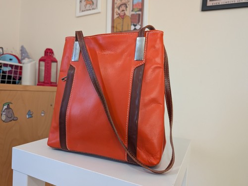 Italian orange tan leather - orange, &