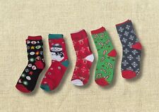 5x Pack Multipack Novelty Christmas Xmas Socks Snowman Reindeer Red Green