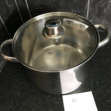Large 2 handled Stainless Steel Cook Pot with Glass Lid  - 22 x 15 cm - Ref 81