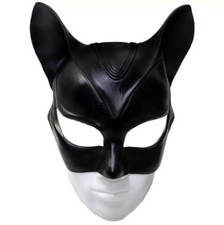 Ladies Black Catwoman Mask Deluxe Latex Adult Halloween Mask Panther Cat Mask
