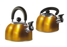 Gas Hob Whistling Kettle 1.6L Folding Handle Gold Caravan Motorhome Camping