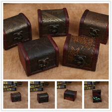 Decorative Vintage Trinket Boxes Small Wooden Treasure Chest Storage Jewelry Box
