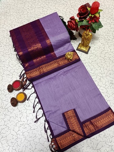 Purple kalyani cotton saree - kalyani,