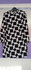 Ladies Tu Smock Top Size 8 Lightweight Long Sleeve Black/White Pattern