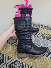 Womens Black Reiker Adjustable Buckle Mid Calf Slouch Boots size 6.5 EU 40