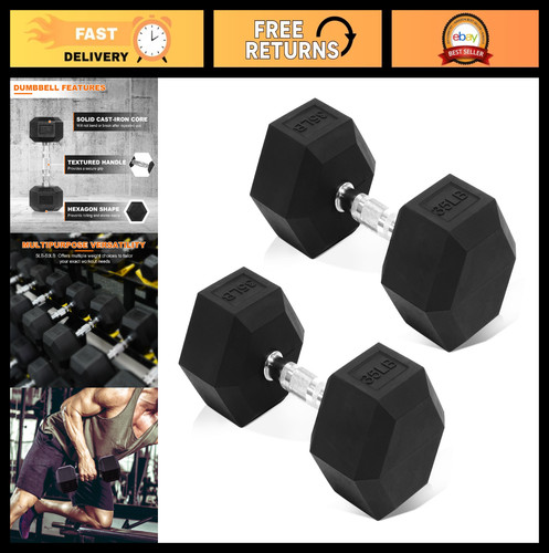 Hex dumbbells rubber coated - hex,