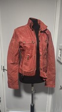 Belstaff Women's Leather Look  Distressed Red Bomber Jacket Size 44