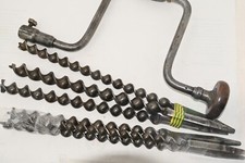 Vintage 7” Brace  ½” Drive with 6 Long Spiral Auger Bits sizes 1 1/8” to 5/8”
