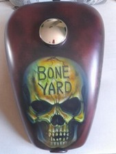 Harley custom chopper ,skull airbrushed King Sportster fuel tank swop??