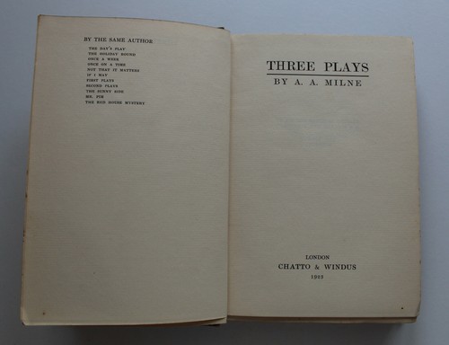 Three plays a - by, milne
