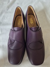 Hotter Harriet Aubergine Hook& Loop Fastening Leather Comfort Fit Shoes Uk7 New 