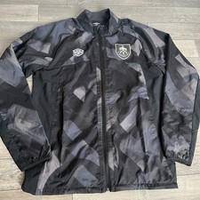 Burnley Football Training Jacket Mens Size L Black Grey Full Zip Track Top Umbro