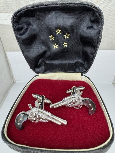 Vintage pistol gun cufflinks - vintage,
