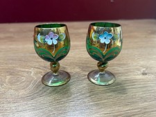 Bohemian Green Glass Goblets