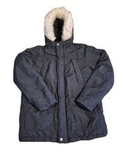 Boys Navy Coat With White Faux Fur Trim 12-13 Years Primark School Winter