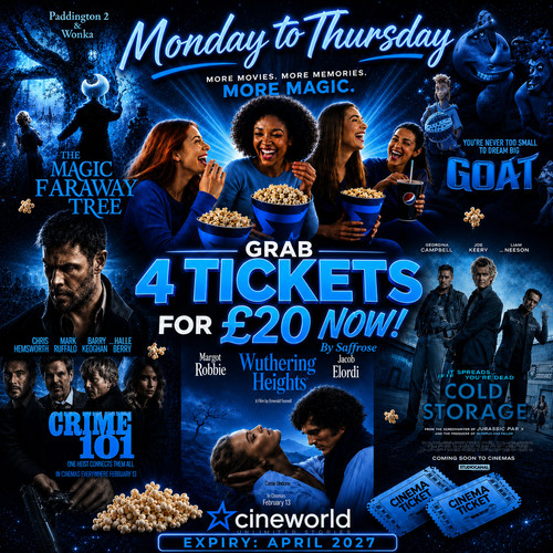 Cineworld cinema tickets - 4x,