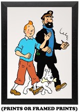 The Adventures Of Tintin + Captain Haddock - Art Poster Print - A5 A4 A3 #170