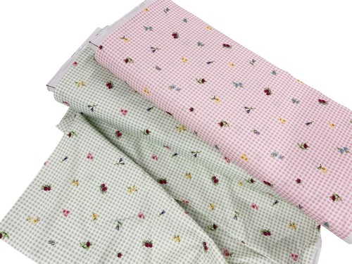 Floral gingham fabric - floral,
