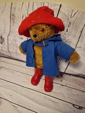 VINTAGE LARGE PADDINGTON BEAR, APPROX 19 " WEARING RED HAT, BOOTS & BLUE COAT
