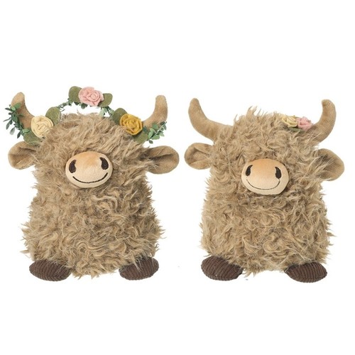 Fluffy highland cows - highland, floral