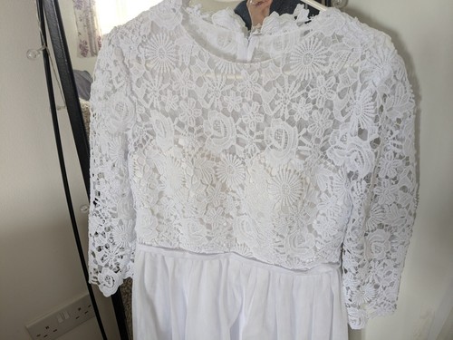 White dress with - , lace,
