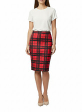 Women's Plain Midi Pencil Skirt Elasticated Waist Knee Skirt Casual Office Wear