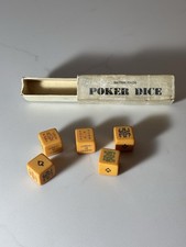 Lindops Vintage Poker Dice Set 5 Die with Original Instructions