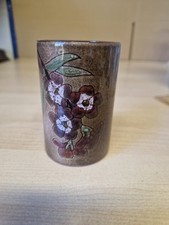 Vintage Brown Guernsey Pottery Vase Floral Pattern 9cm Tall