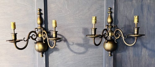 Pair antique brass wall - pair, of