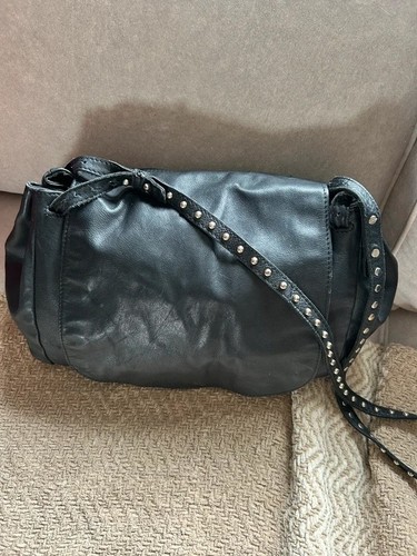 Zara black leather stud
