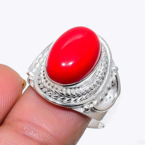 Red coral gemstone handmade - red,