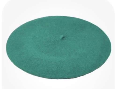 Green plain beret unisex wool - beret,