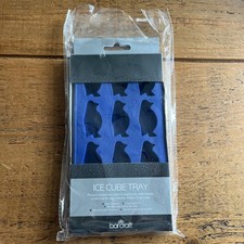 Bar Craft Ice Cube Mould Tray Penguin Shaped Blue Flexible Rubber Makes 12