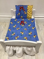 Reversible Dolls Pram Cot Bedding Set ( Winnie The Pooh/ Strawberry)