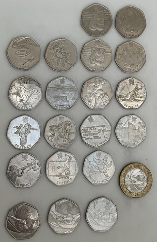 50p and coins - 50p, £2