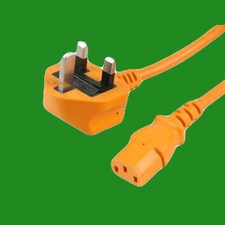 2m Orange Mains Power Cable